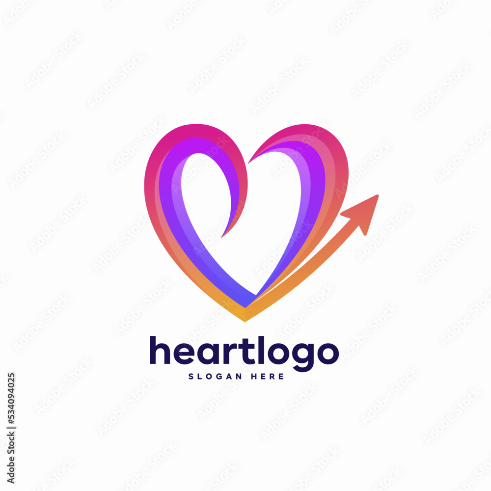 heart arrow logo with gradient colors