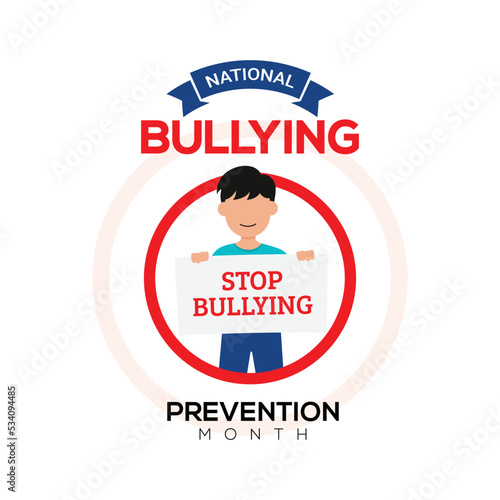 National Bullying Prevention Month in October vector illustration