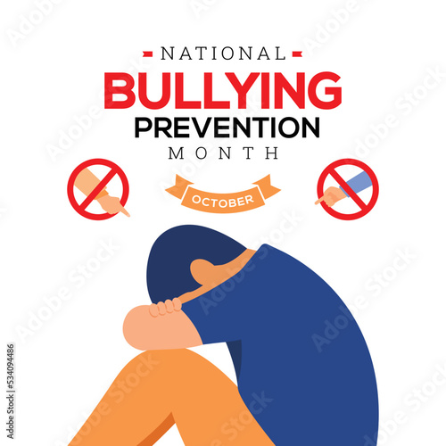 National Bullying Prevention Month in October vector illustration