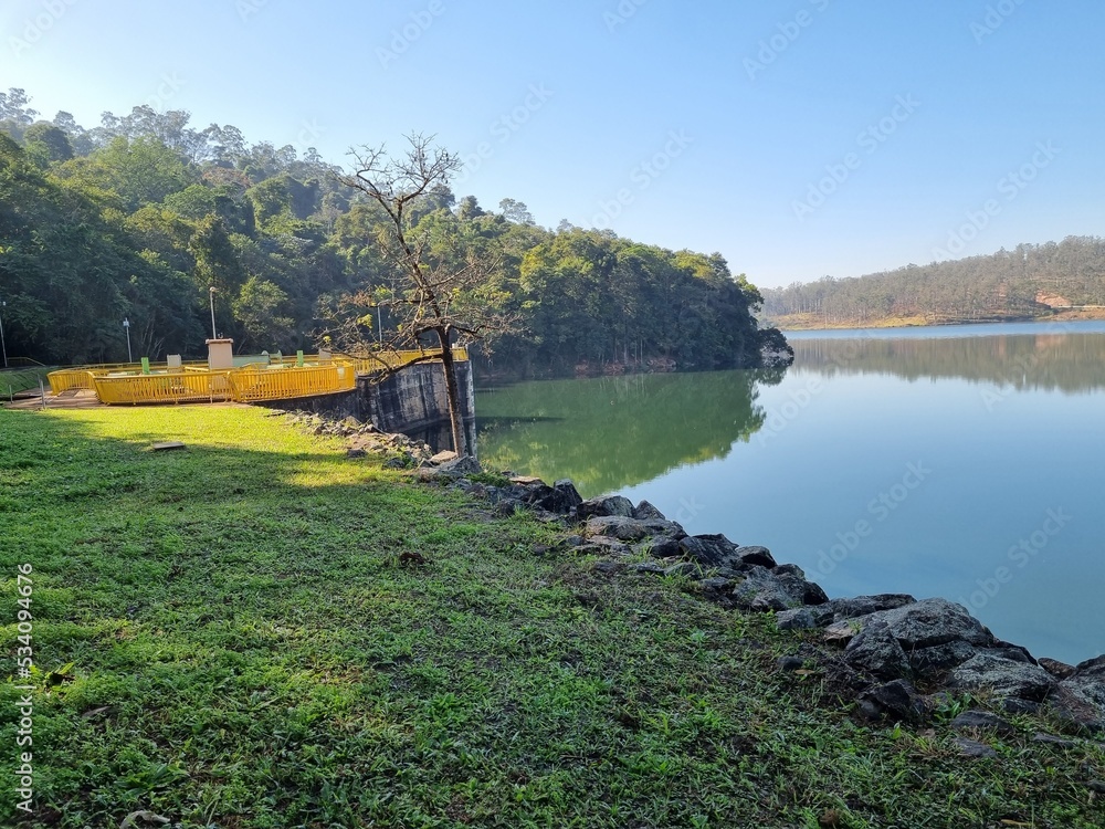 Fototapeta premium wooden bridge over lake