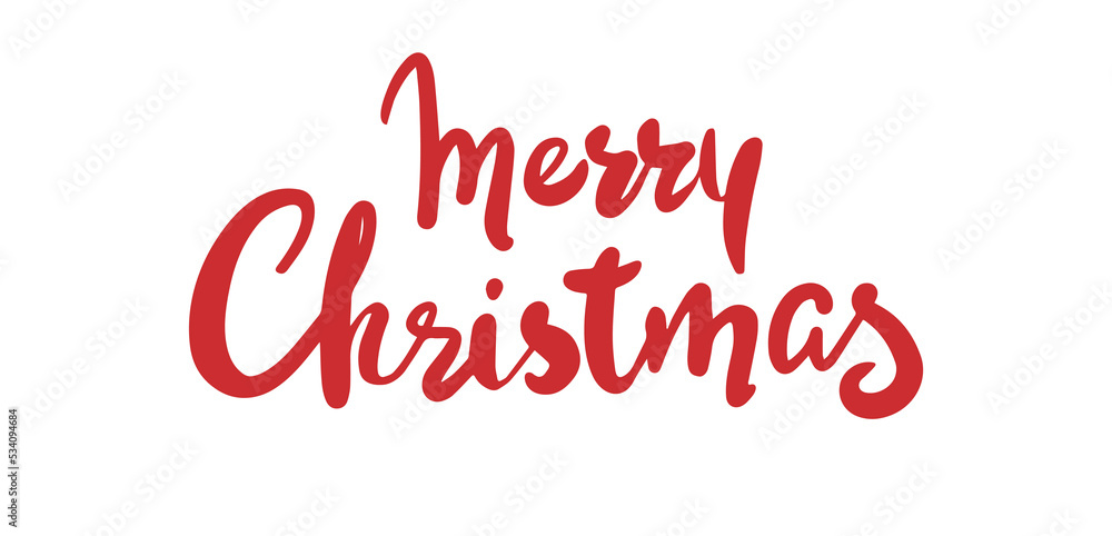 Merry Christmas handwritten red letters. Festive lettering inscription, flat silhouette, hand written congratulations text for design. Vintage vector Merry Christmas handwritten red letters. Festive lettering inscription, flat silhouette, hand written congratulations text for design. Vintage vector