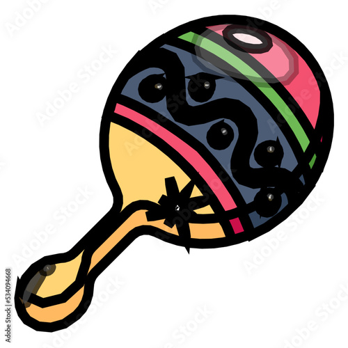 A maraca musical instrument common in mexico, flat icon
