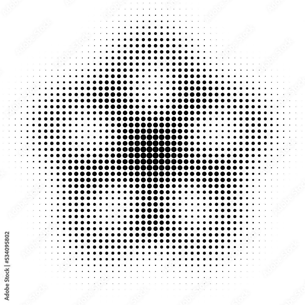 Halftone dots flower shape background.