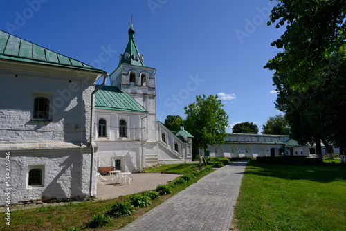 View of the park in Alexandrovskaya Sloboda with the Assumption Church of the 16th century in Alexandrov, Russia photo