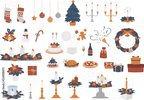 クリスマスのアイコンイラストセット