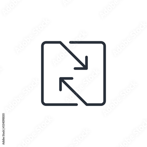 Double arrow. Square button exchange, replacement. Vector linear icon isolated on white background.