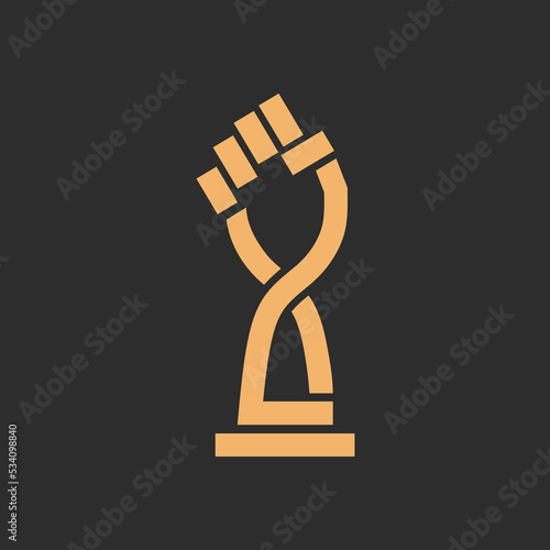 hands clenched like a trophy vector illustration concept design