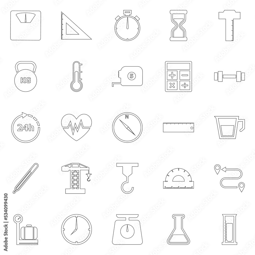 Measuring line icons on white background Measuring line icons on white background