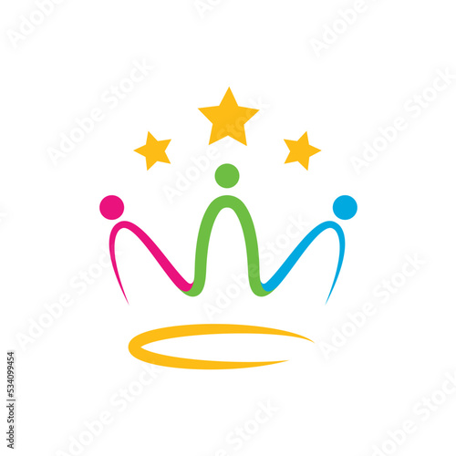 crown people community concept icon vector illustration design