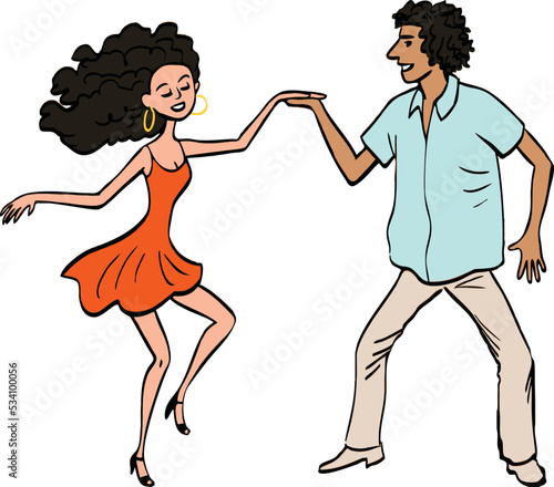 dancing cartoon young couple