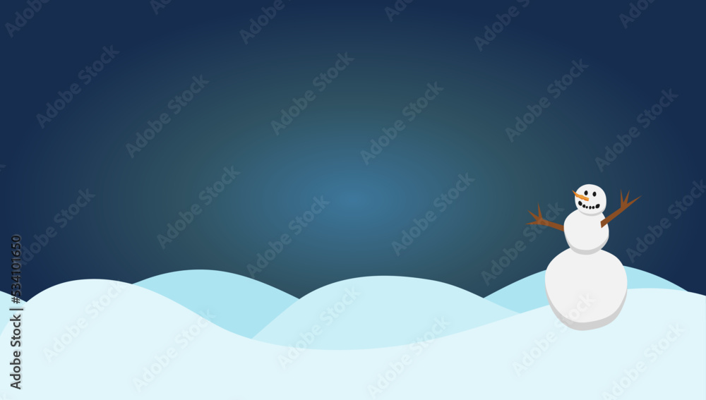 Obraz premium blue winter theme background with snowman illustration for banner, wallpaper, poster, zoom background, social media, and web templates