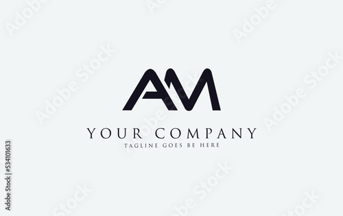 Simple letter 2d logo design vector monogram AM