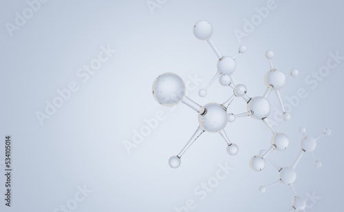 Molecular or atom clean structure on White background, 3d illustration.