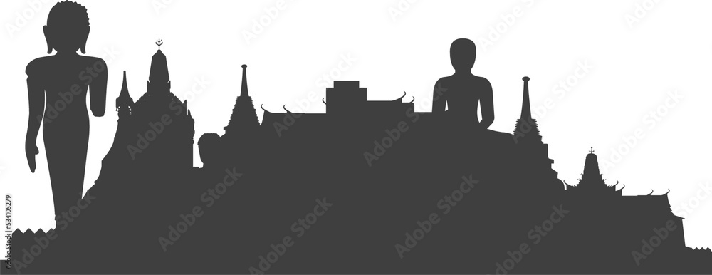 illustration of a silhouette of a city Thailand