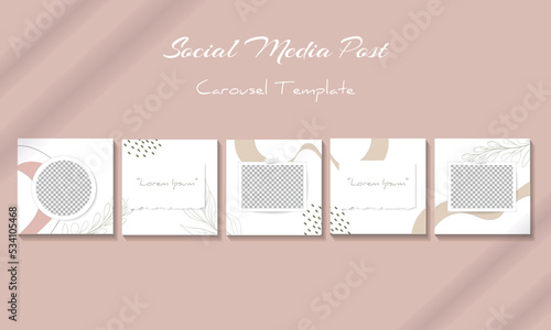 Social media carousel feed post template with abstract background