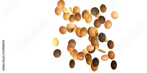 Cryptocurrency bitcoin golden coin. Transparent background