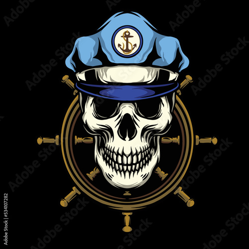 Captain marine skull illustration
