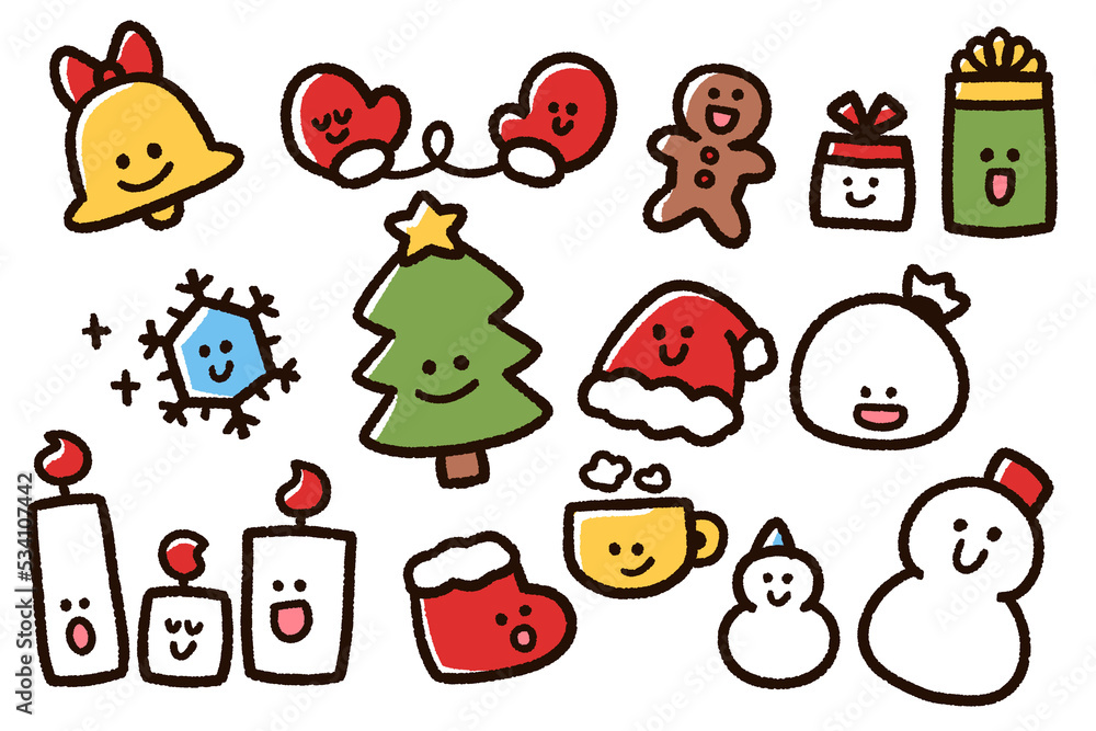 Fototapeta premium ゆるくてかわいいクリスマスのキャラクターたち