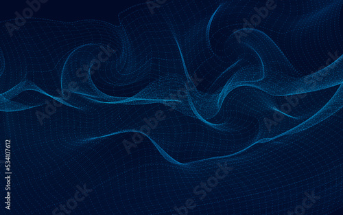 Abstract technology digital blue wave light screen background.Vector illustration