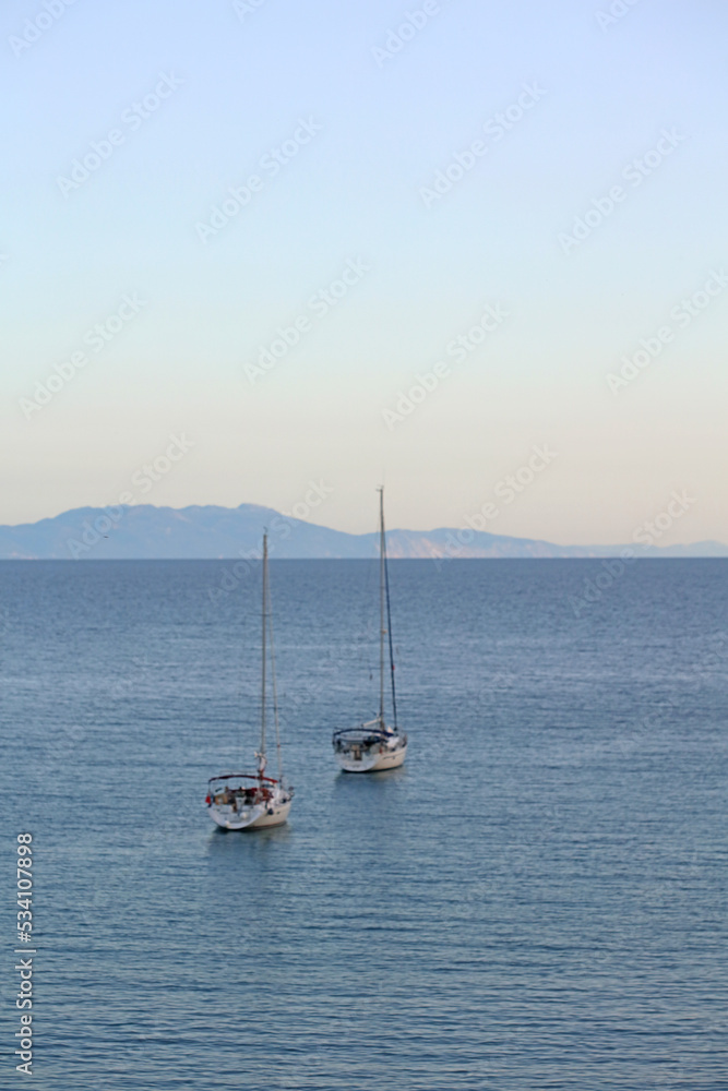 Beautiful blue Skala beach near Preveza summer Greek traveling modern background high quality big size print Beautiful blue Skala beach near Preveza summer Greek traveling modern background high quality big size print