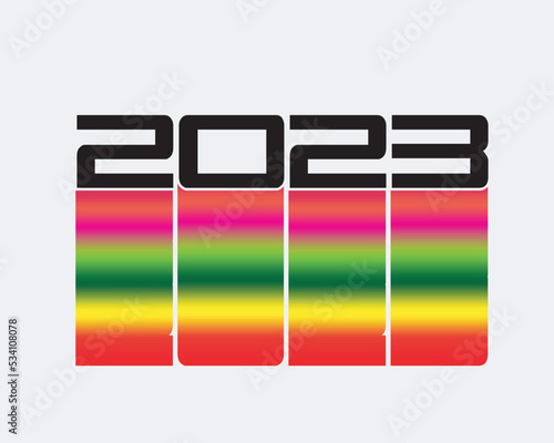 2023 Art Font With Rainbow Gradient Effect.