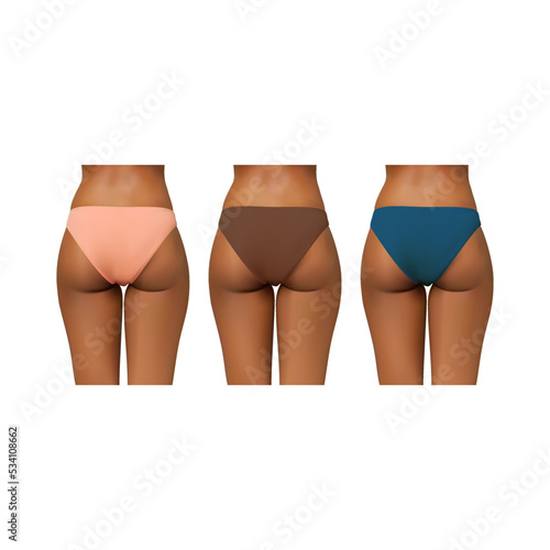 Beautiful woman in panty lingerie which can change color freely on white background vector illustration