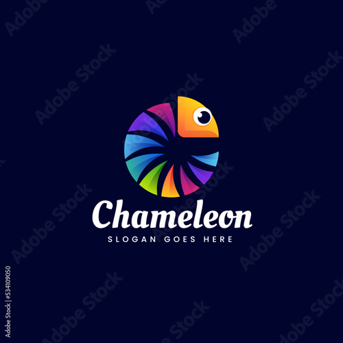 Vector Logo Illustration Chameleon Gradient Colorful Style