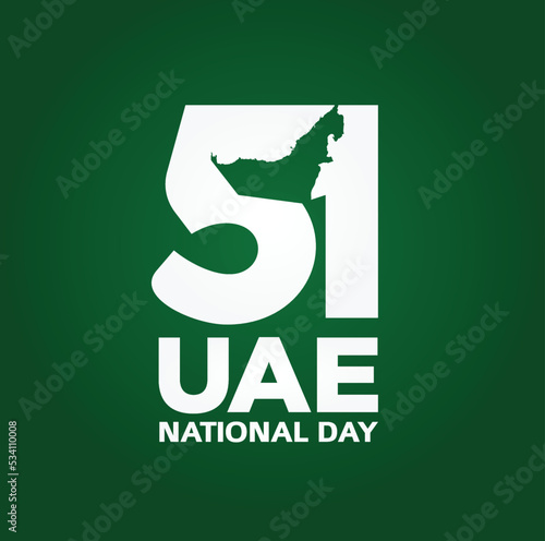 51 National Day of United Arab Emirates. Text Arabic Translation: Our National Day. December 2. Skyline Symbol. Vector Logo. Eps 08. 