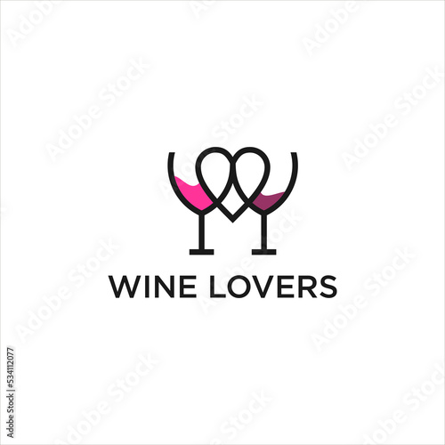 glass wine lovers logo design .party vine alcohol community vector