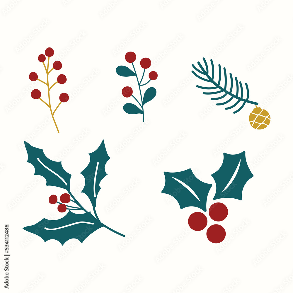 Christmas design elements set. Vector illustration