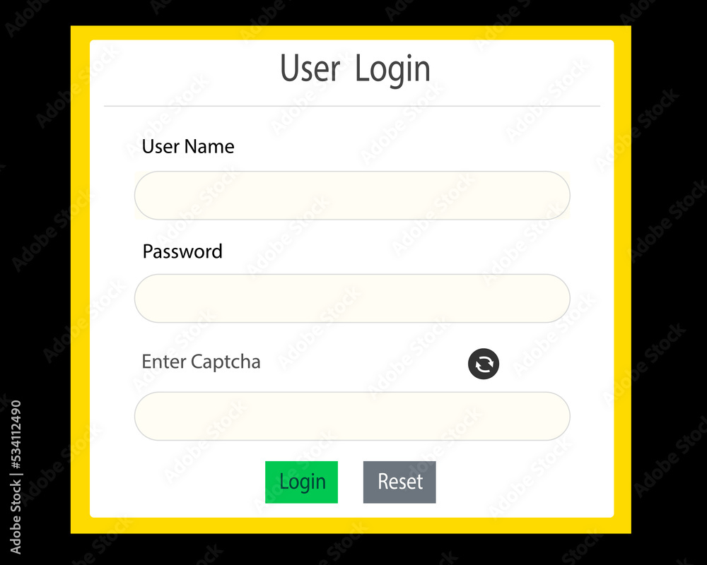 User login page design. Template for website user interface. Vector illustration. isolated on black. eps10.