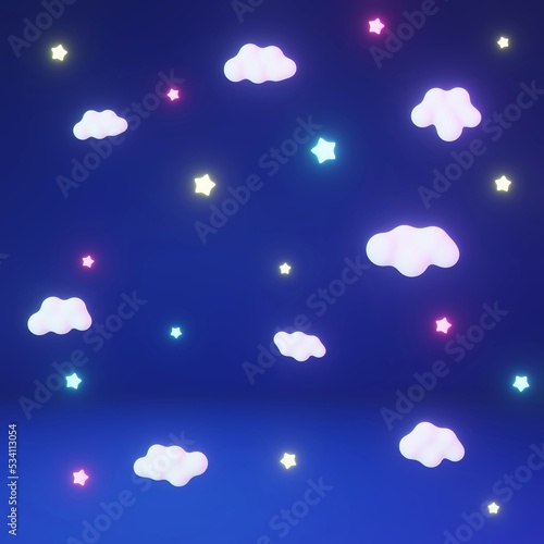 夜 雲 星 かわいい 背景