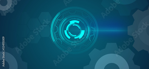 Abstract Technology cogs design background. Digital futuristic  background blue