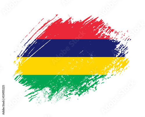 Shiny sparkle brush flag of Mauritius country with stroke glitter effect