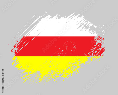 Shiny sparkle brush flag of North Ossetia country with stroke glitter effect