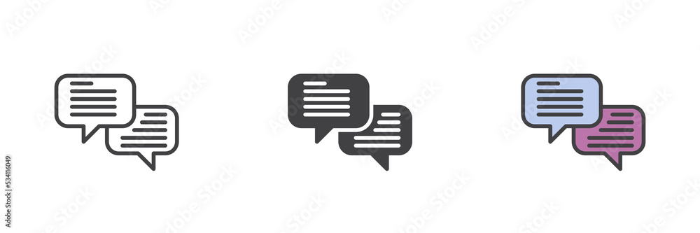 Chat message different style icon set Chat message different style icon set