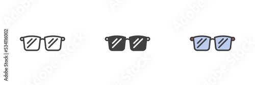Sunglasses different style icon set