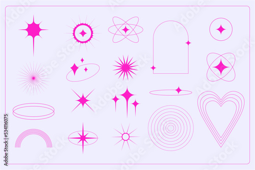 Collection set stars. Geometric shapes, minimalist elements for social media. Vector illustration