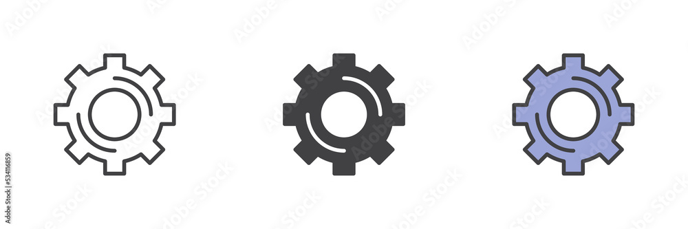Gear setting different style icon set