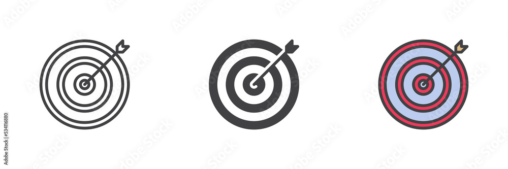 Target arrow different style icon set. Target arrow different style icon set.