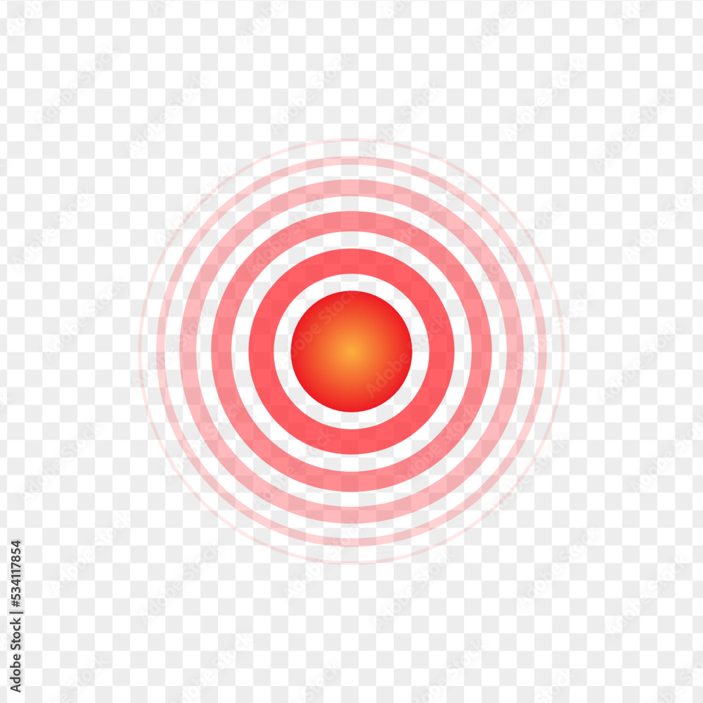 Red painful target mark. Circle of pain Red painful target mark. Circle of pain