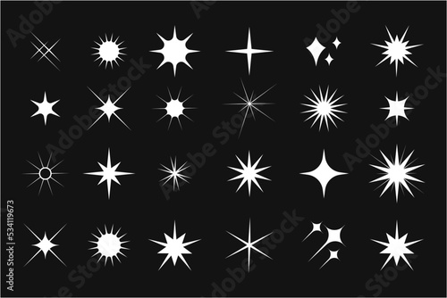 Collection set stars. Geometric shapes, minimalist elements for social media. Vector illustration