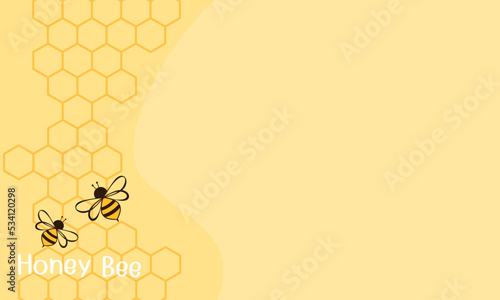 Honey background with bee cartoons logo vector illustration.