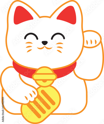 Japanese Cartoon Lucky Cat Clipart Clipart Vector image.