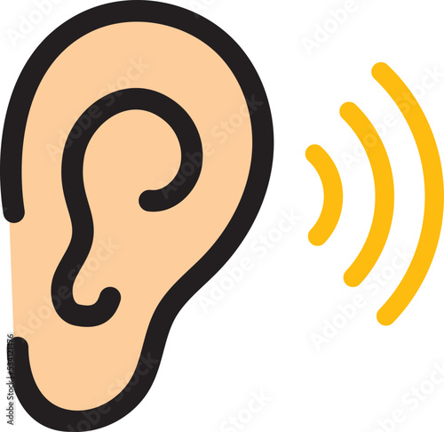 Hearing, ear icon, vector graphics stock illustration.