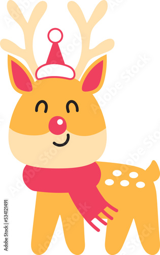 Christmas Cute reindeer animal icon vector image. 