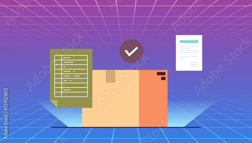 Cardboard boxes and fast delivery service shipment concept flat vector illustration.