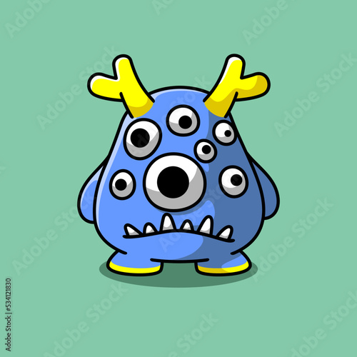 Monster Cartoon Illustration, funny, fictional Character. Premium vector. flat cartoon style