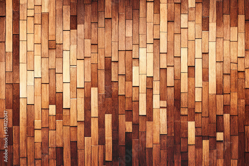 Abstract background light wooden mosaics made of wood, 3d illustration.