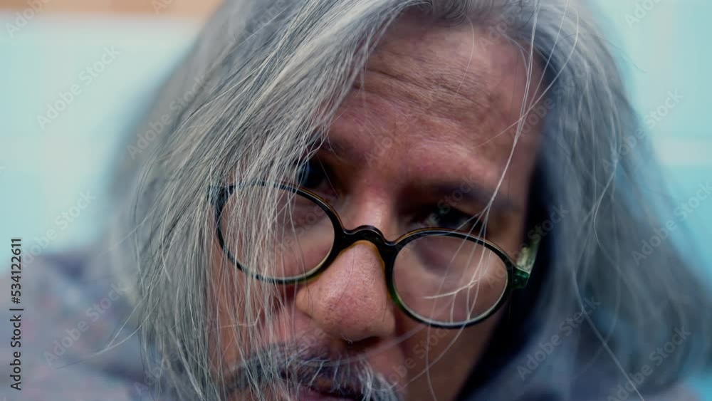 4K close-up aged man pitied face with an old blanket, unemployed homeless get a cold need help for medical care, abandoned poverty hungry begging for money, food. Alcoholics live alone on the sidewalk 4K close-up aged man pitied face with an old blanket, unemployed homeless get a cold need help for medical care, abandoned poverty hungry begging for money, food. Alcoholics live alone on the sidewalk